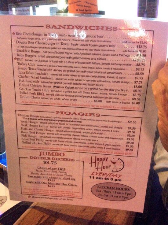 Menu at Township Tavern (formerly Jen's Bar and Grill), Hamilton