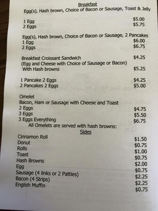 Menu at Cafe at Tama Livestock Auction Co., Tama