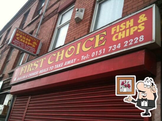 Menu at First Choice Fish & Chips Takeaway restaurant, Liverpool