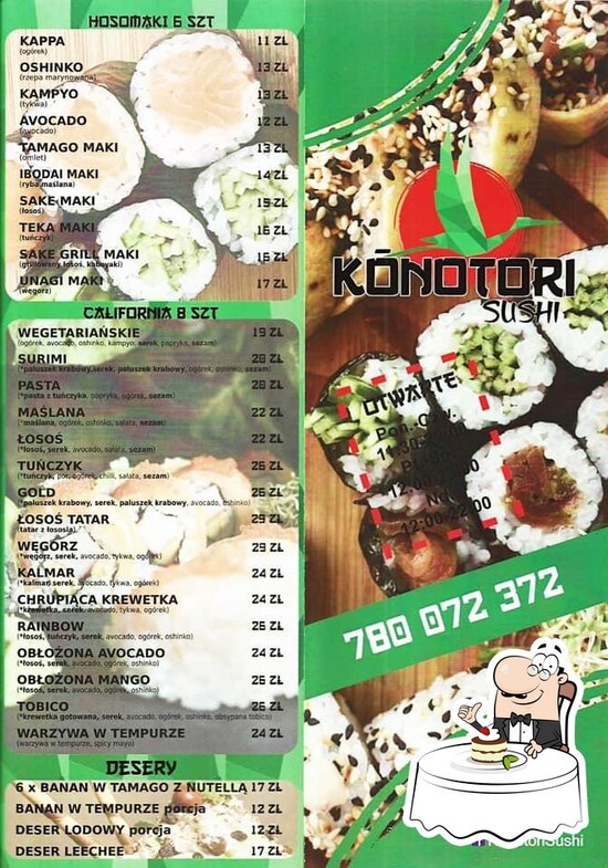 Menu at Konotori Sushi Ciechanów restaurant, Ciechanow