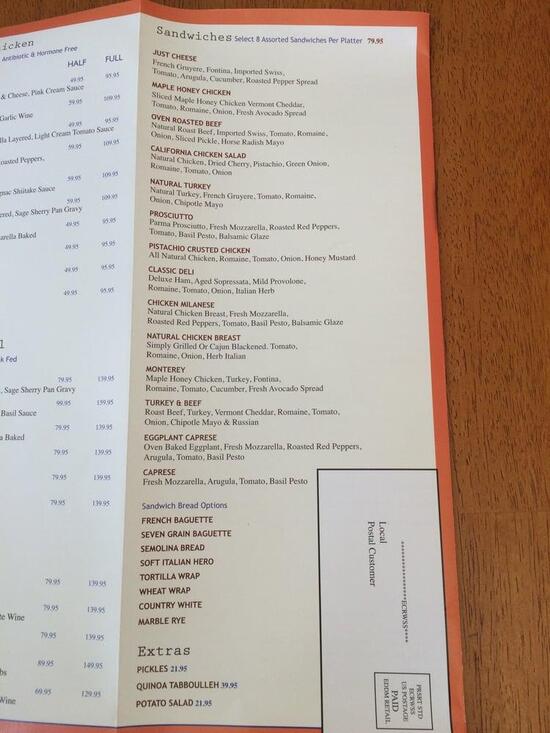 Menu at Rosario's Trattoria pizzeria, Midland Park