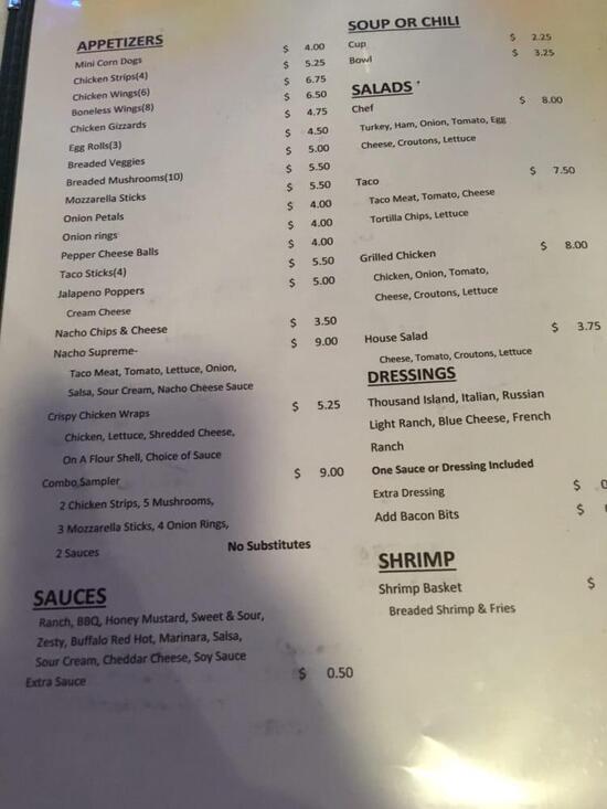 Menu at Journey's End pub & bar, Bourbon