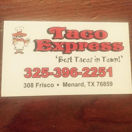 Menu at Taco Express restaurant, Menard, 708 Frisco Ave