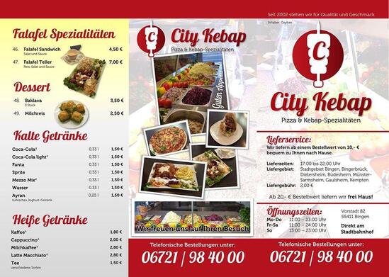 Speisekarte Von City Kebap Ceyhan Restaurant, Bingen Am Rhein