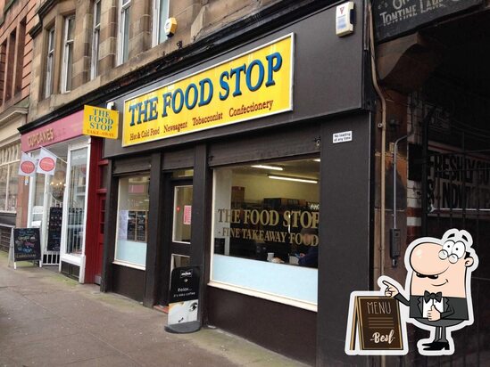 Menu at The Food Stop fast food, Glasgow, 66 Bell St