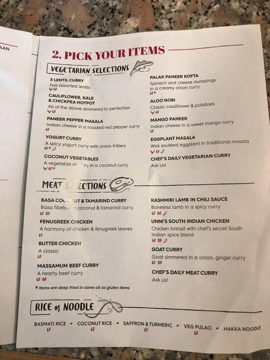 Menu at Tiffin India's Fresh Kitchen fast food, Edmonton, Jasper Ave