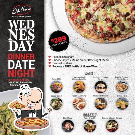 Carta del restaurante Del Forno Vanderbijlpark, Vanderbijlpark