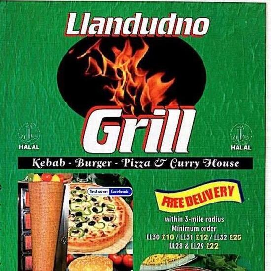 Carta de pizzería Llandudno Grill, Llandudno