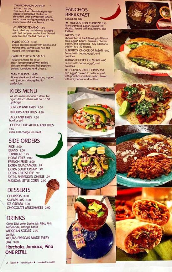 Carta del restaurante Tacos Don Pancho, Brunswick