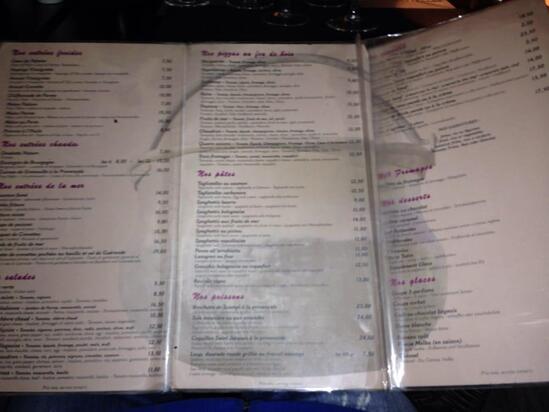 Menu at Le Chaudron pizzeria, Beaulieu-sur-Mer