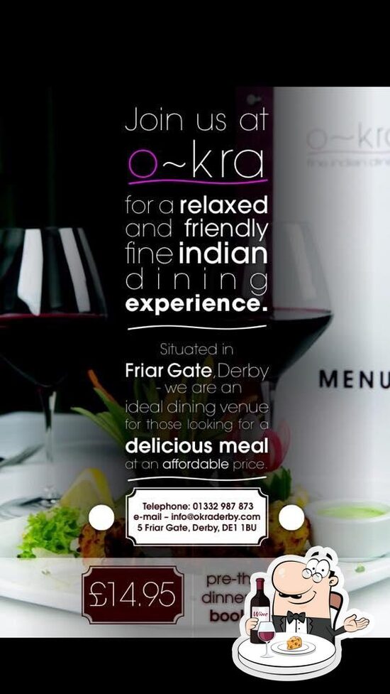 Menu at Okra Indian Restaurant, Derby, 5 Friar Gate