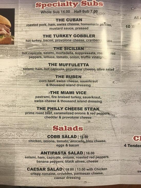 Menu at The Crave restaurant, Cape Vincent