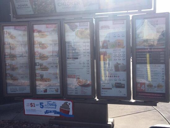 Menu at Wendy's fast food, Montrose