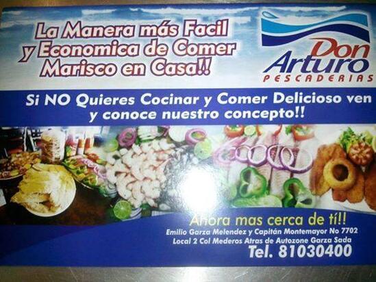 Menu at Mariscos Don Arturo restaurant, Monterrey