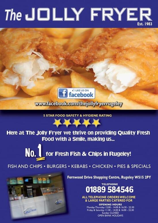 Menu at Jolly Fryer fast food, Rugeley