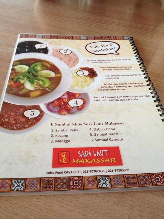Carta del restaurante Sari laut makassar, salsa food city sms, Curug