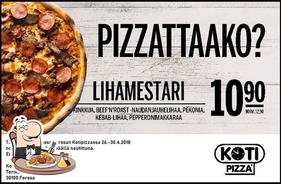 Kotipizza pizzeria, Forssa, Torikatu 1 - Restaurant menu and reviews