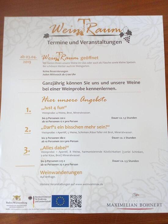 Menu At Weingut Maximilian Bohnert Achern