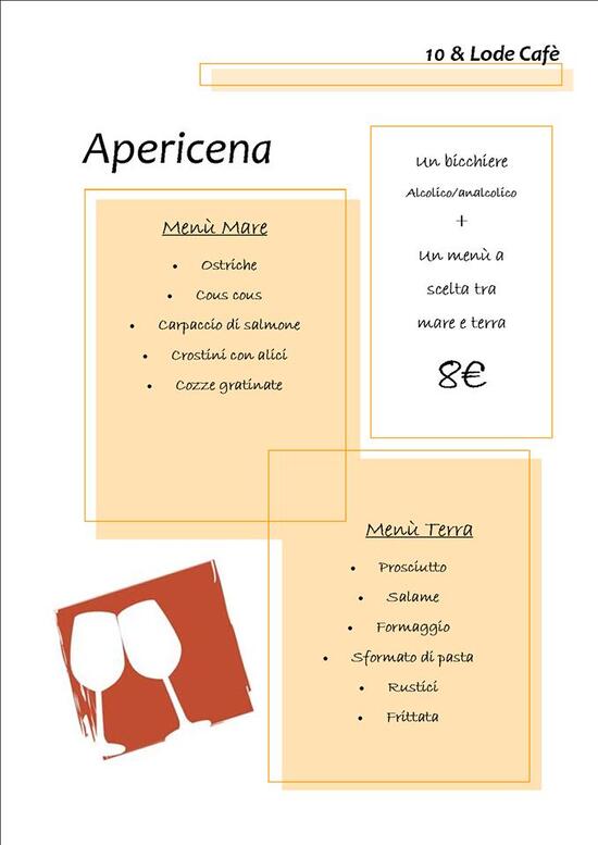 Menu da 10 e lode cafè caffè bar Roma Via dei Castani