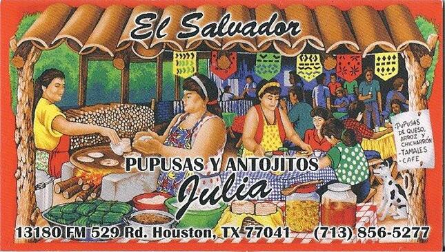 Menu at Pupusas Y Antojitos Julia restaurant, Houston, FM 529 Rd