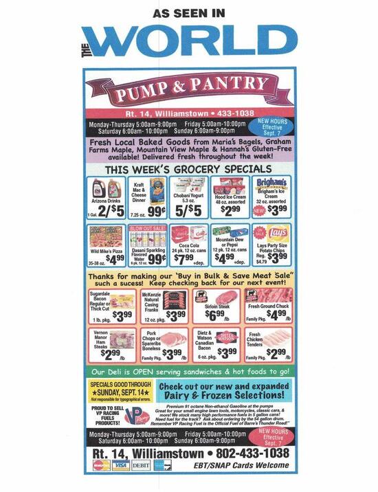Menu at Pump and Pantry restaurant, Williamstown