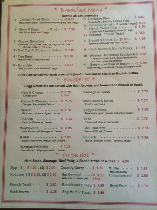 Menu At Dixies Cafe Veneta