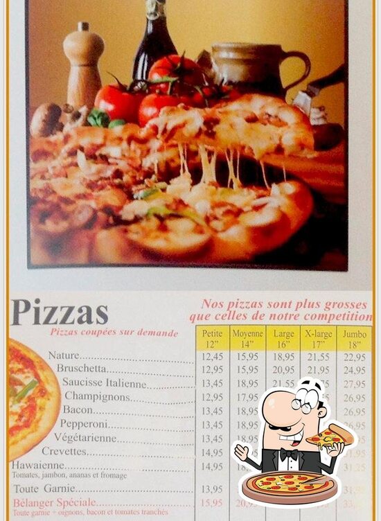 Menu at Pizzeria Belanger, Montreal