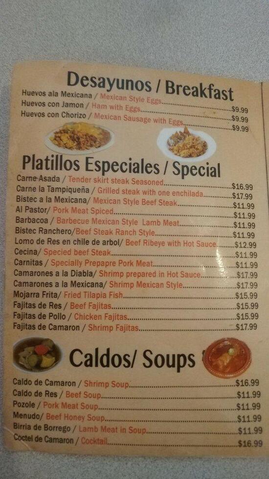 Menu at Taqueria Don Pancho restaurant, Green Bay