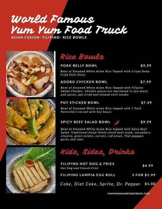 Menu at World Famous Yum Yum Food Truck, Layton