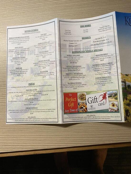 Menu at Kennsington Grille pub & bar, Canfield