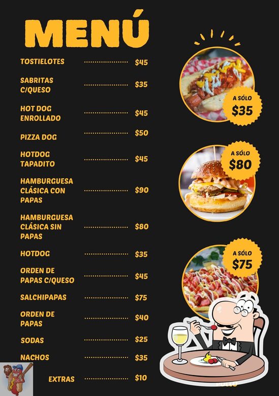 Menu at Hotdogs Chito´s restaurant, Ensenada