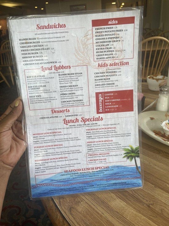 Menu at Dale's Seafood of Whiteville restaurant, Whiteville