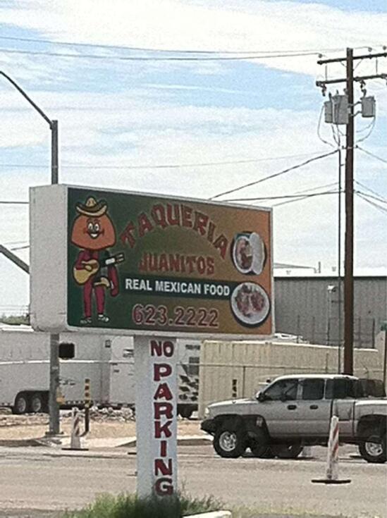 Menu at Taquería Juanitos restaurant, Tucson