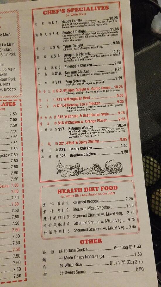 Menu at New China Restaurant, Canisteo