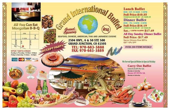 Menu at Grand International Buffet restaurant Grand Junction