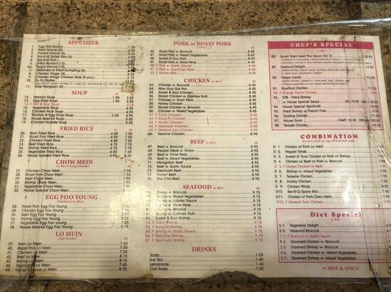 Menu at Wah Lan Chinese Restaurant, Belle Glade