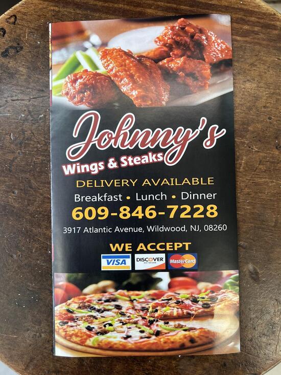 Menu at Johnny's Wings and Steaks restaurant, Wildwood