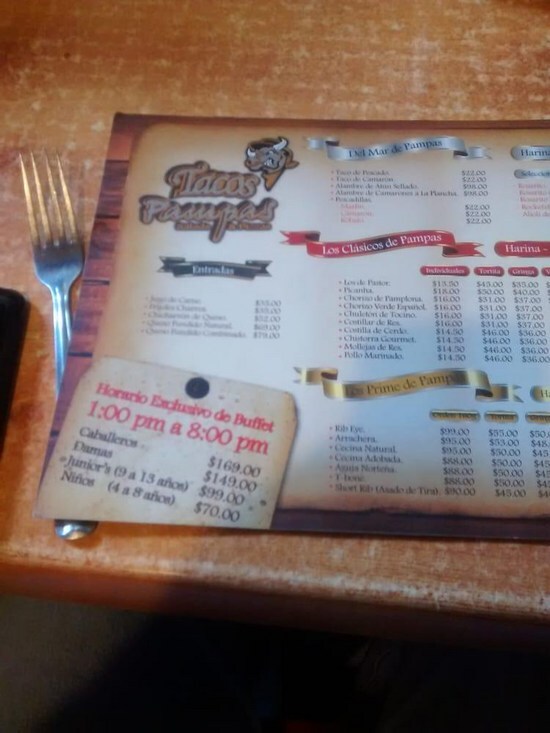 Menu at Tacos Pampas BBQ, Santiago de Querétaro, Av. Constituyentes 66