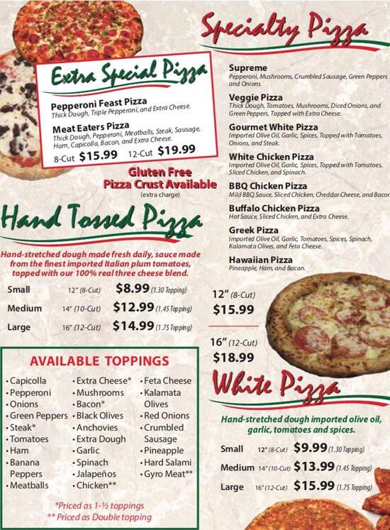 Menu at The Pizza Company pizzeria, Marianna, Lone Pine Rd