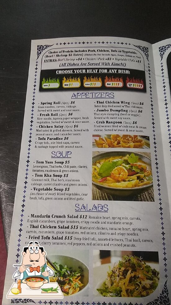 Menu at Quick Thai restaurant, Moon