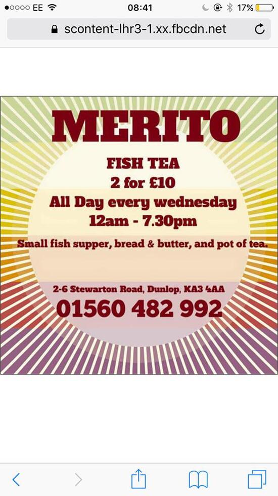 Menu at Merito restaurant, Dunlop