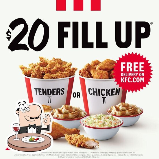 Menu at KFC fast food, Chesapeake, S Military Hwy
