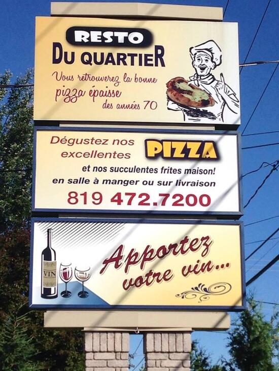 Menu au Resto Du Quartier restaurant, Drummondville