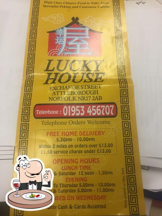 Menu at The Lucky House fast food, Attleborough