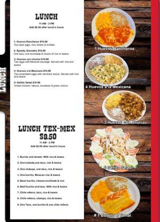 Menu at El Gallito restaurant, Olive Branch