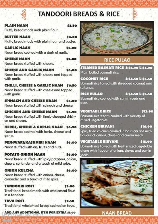Menu at Spice Heaven Kebab and Curry House restaurant, Mount Isa