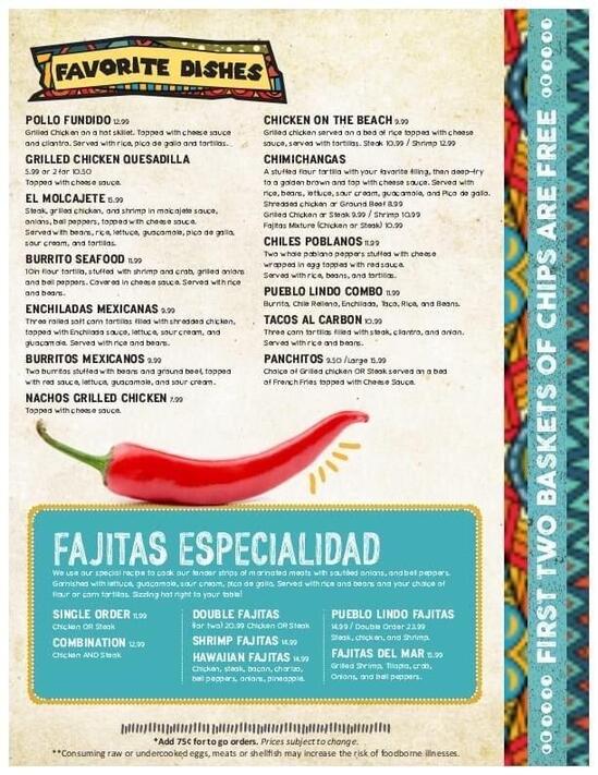 Pueblo Lindo, 124 W State St Ste 1 in Paxton Restaurant menu and reviews