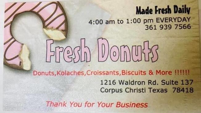 Menu At Fresh Donuts Corpus Christi 8425