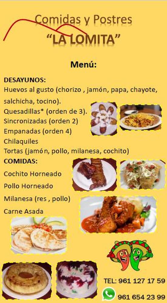 Menu At La Lomita Restaurant, Tuxtla Gutiérrez, Privada Calle De La 9a ...