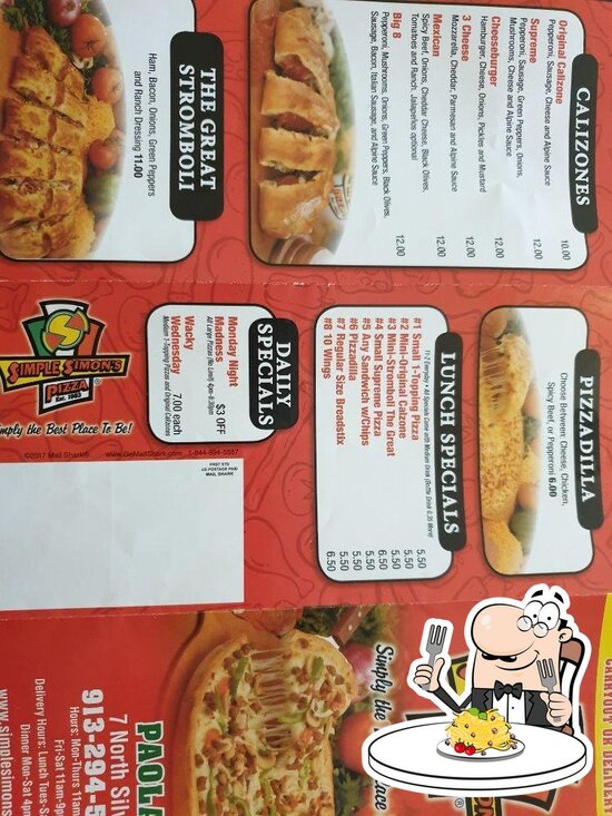 Menu at Simple Simon's Pizza Paola, KS pizzeria, Paola